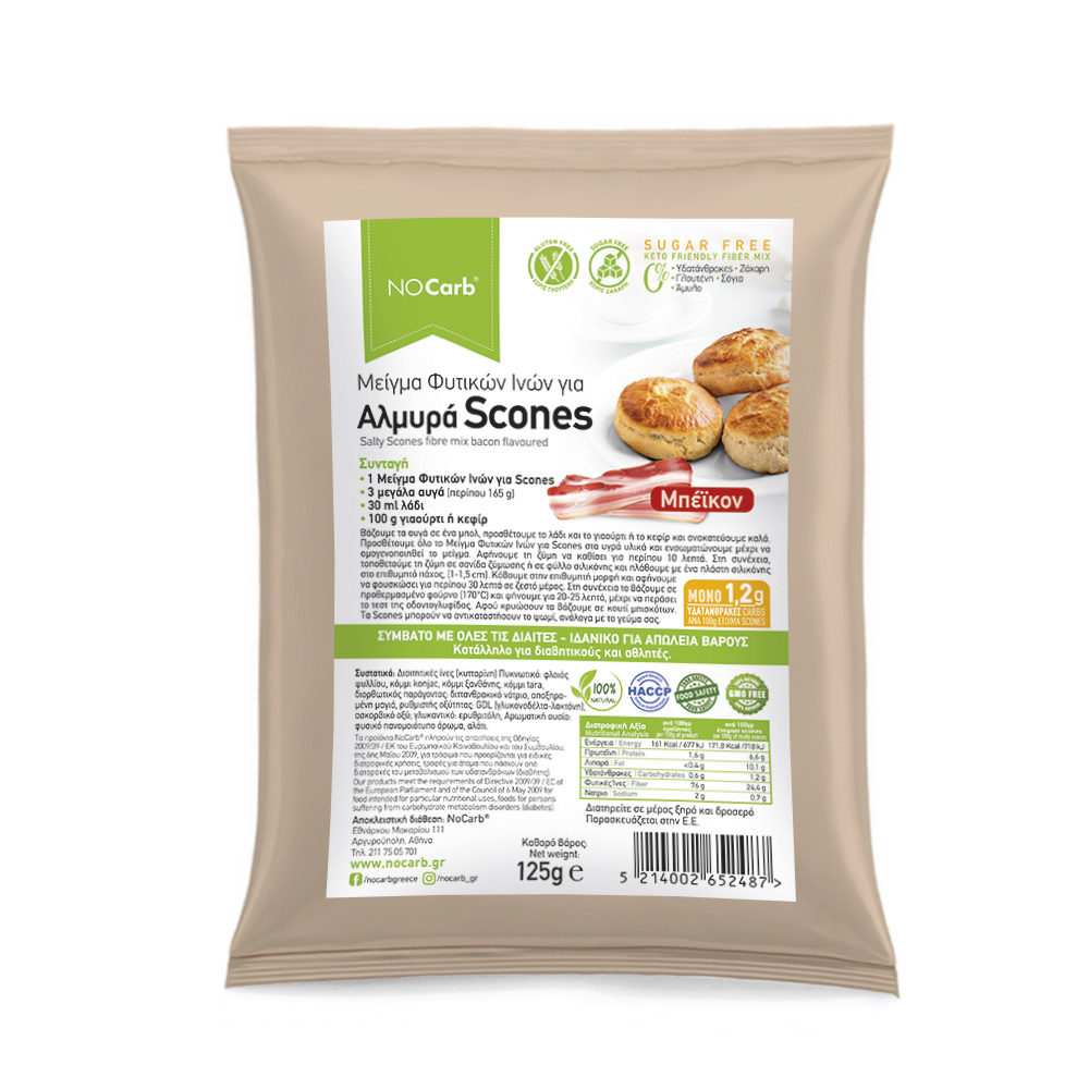 No Carb® Μείγμα Φυτικών Ινών για αλμυρά Scones Μπέϊκον